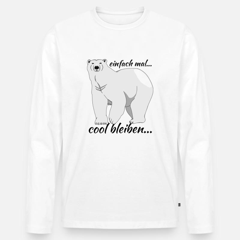 Eisbär "einfach mal cool bleiben..." - Männer Premium Bio Langarmshirt - Weiß