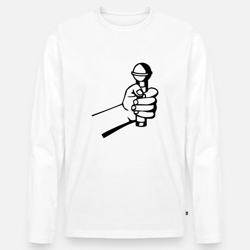 Micro Hand - Männer Premium Bio Langarmshirt - Weiß