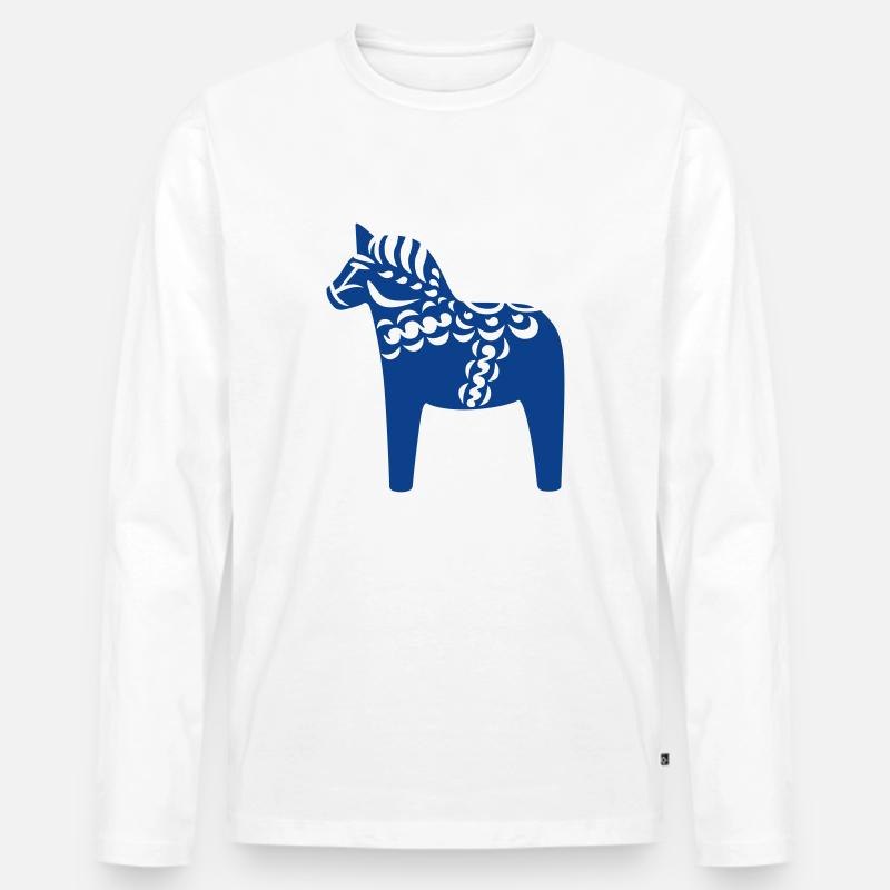 Dala Pferd - Männer Premium Bio Langarmshirt - Weiß
