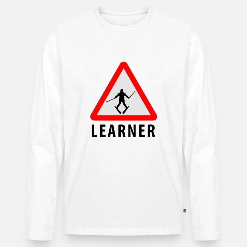Ski Learner - Männer Premium Bio Langarmshirt - Weiß