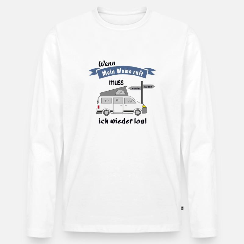 womo ruft campingbus - Männer Premium Bio Langarmshirt - Weiß