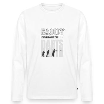 Dart cool saying Easily distracted by Darts - Men's Premium Organic Long Sleeve Shirt - white - Front - Nico (187cm)