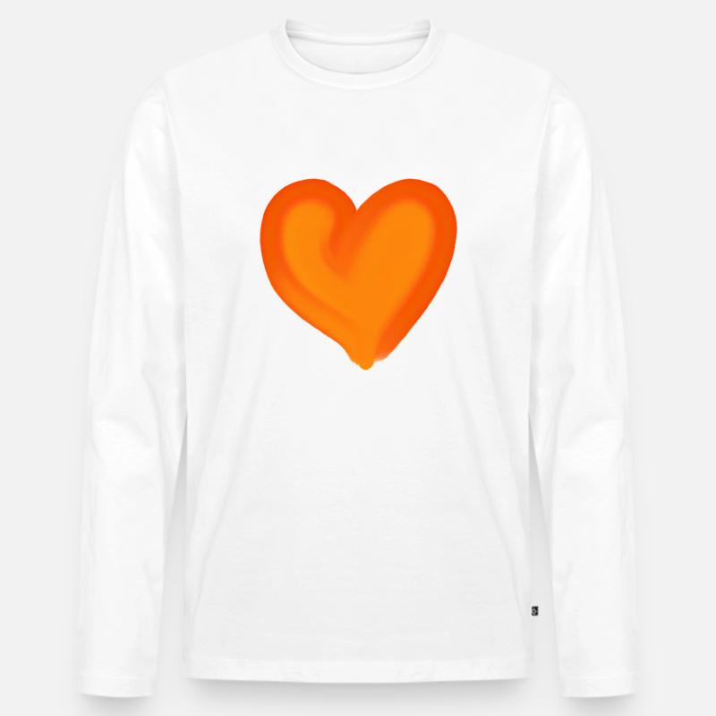 Herz orange Geschenkidee - Männer Premium Bio Langarmshirt - Weiß