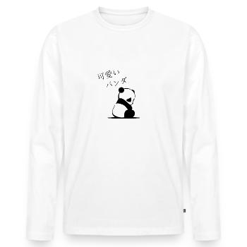 Panda Cute Kawaii Japanese Japan Manga Animal - Men's Premium Organic Long Sleeve Shirt - white - Front - Nico (187cm)
