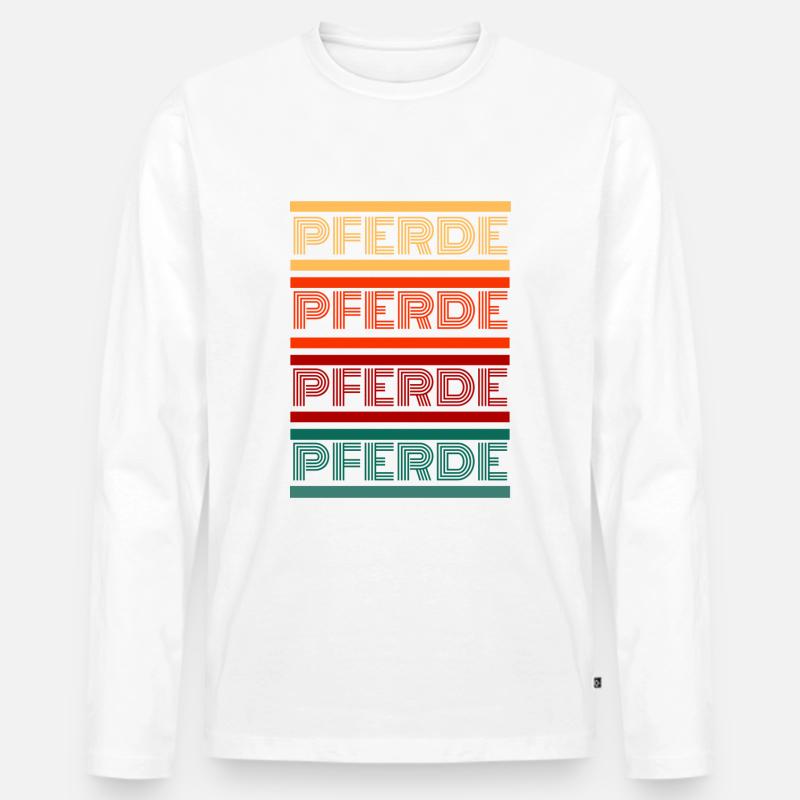 Pferde Pferde Pferde (Design 1) - Männer Premium Bio Langarmshirt - Weiß
