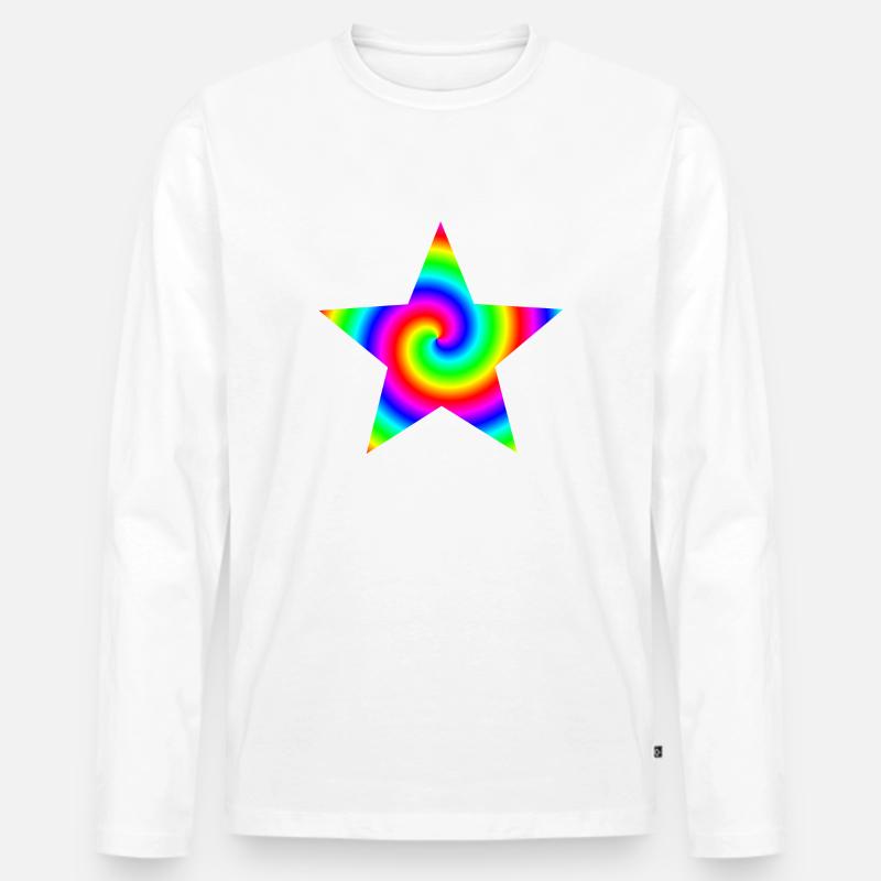Regenbogen Candy Stern - Männer Premium Bio Langarmshirt - Weiß