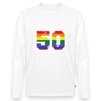 50 Years 50th Birthday Half Century LGBT - Men's Premium Organic Long Sleeve Shirt - white - Front - Nico (187cm)