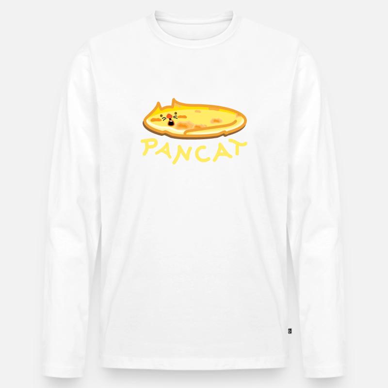 Pancake Katze - Männer Premium Bio Langarmshirt - Weiß