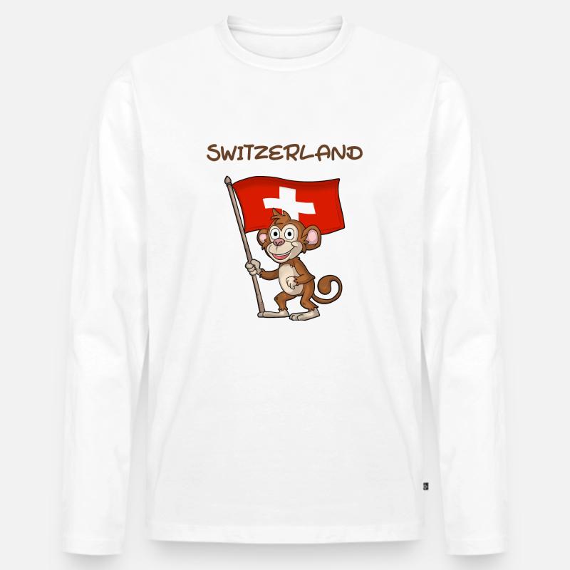 Schweiz Affe / Schweizer Fan - Männer Premium Bio Langarmshirt - Weiß