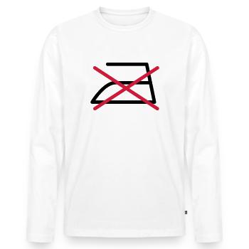 KEIN BÜGELN! - Männer Premium Bio Langarmshirt - Weiß - Vorne - Nico (187cm)