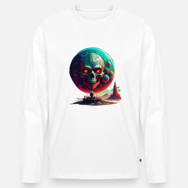 Totenkopf-Welt - Männer Premium Bio Langarmshirt - Weiß