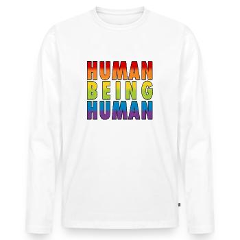 LGBTQ+ Human Being Human Pride Month - Männer Premium Bio Langarmshirt - Weiß - Vorne - Nico (187cm)