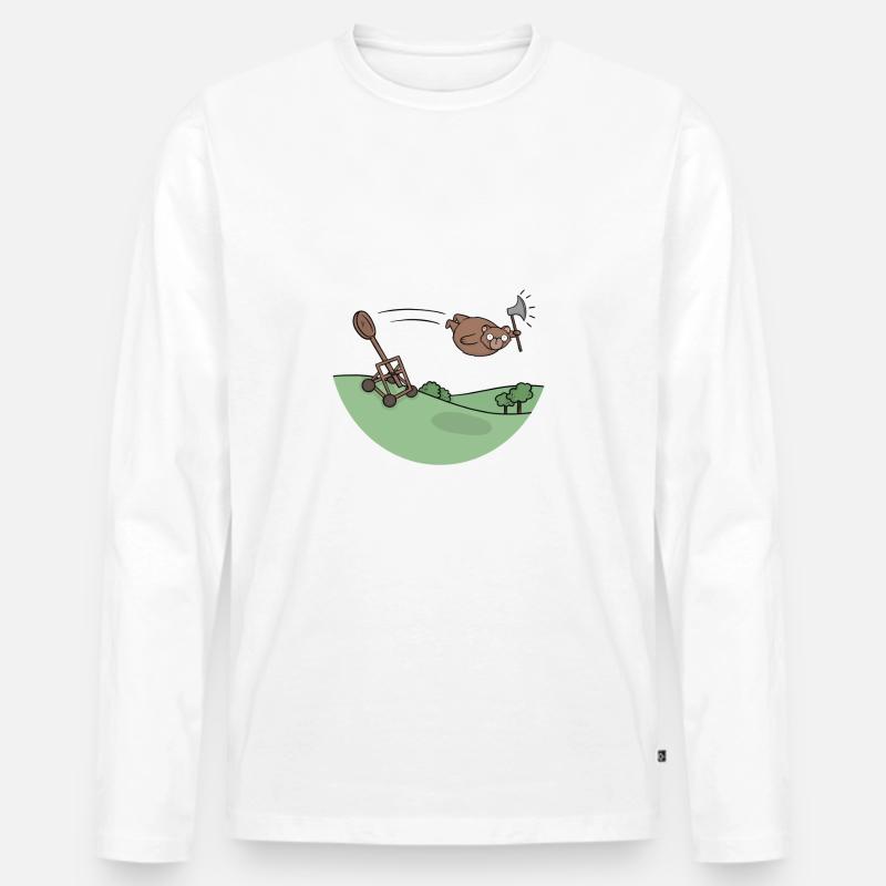 Baerenkatapult - Männer Premium Bio Langarmshirt - Weiß