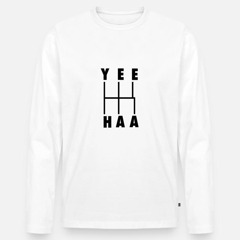 yeehaa! Handschaltung Gear Shift Schema schwarz - Männer Premium Bio Langarmshirt - Weiß