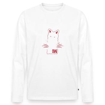 Cat evil angry cats Miau cat holder gift - Men's Premium Organic Long Sleeve Shirt - white - Front - Nico (187cm)