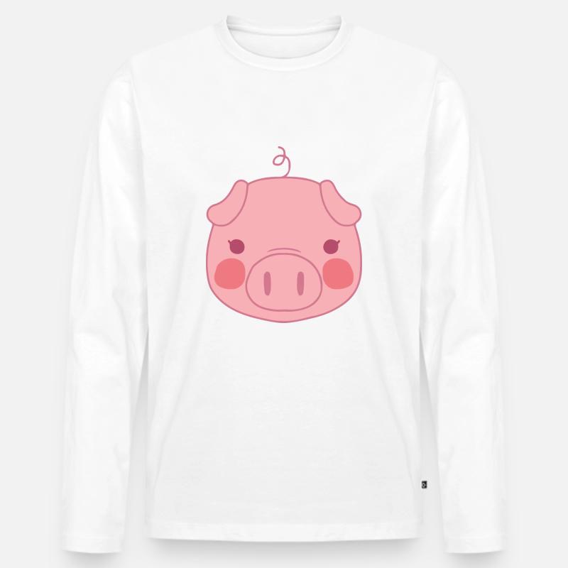 Schwein - Männer Premium Bio Langarmshirt - Weiß
