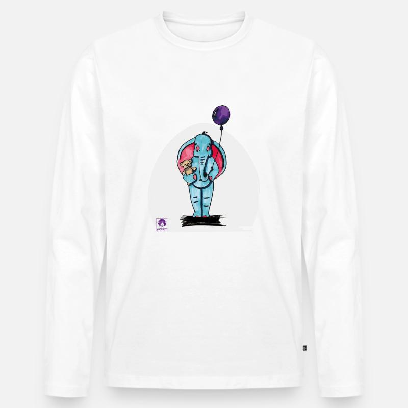 Elijah der Elefant - Männer Premium Bio Langarmshirt - Weiß