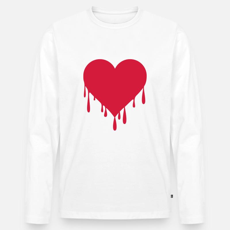 DRIPPING HEART - blutendes Herz - Männer Premium Bio Langarmshirt - Weiß