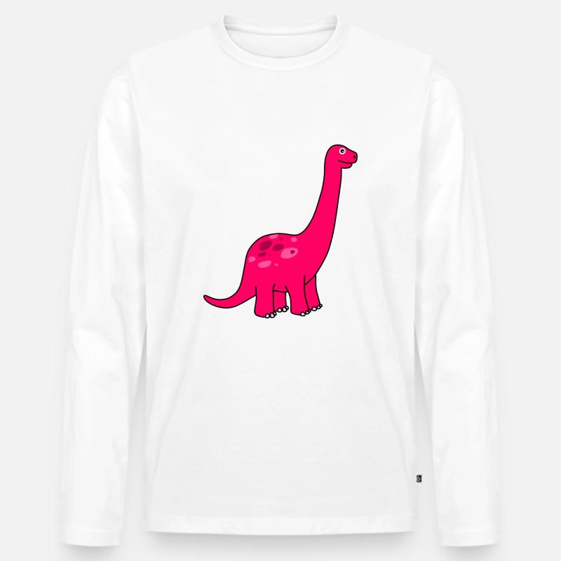 Niedlicher pinker Dino - Männer Premium Bio Langarmshirt - Weiß