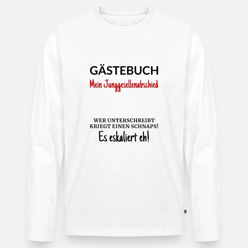 Junggesellenabschied Gästebuch - Männer Premium Bio Langarmshirt - Weiß