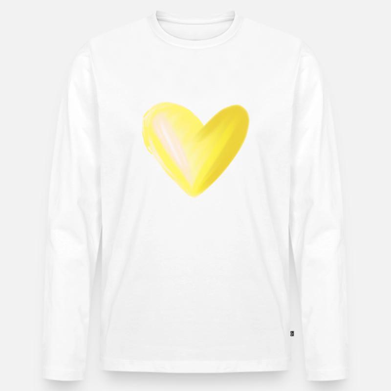 Herz gelb Geschenkidee - Männer Premium Bio Langarmshirt - Weiß