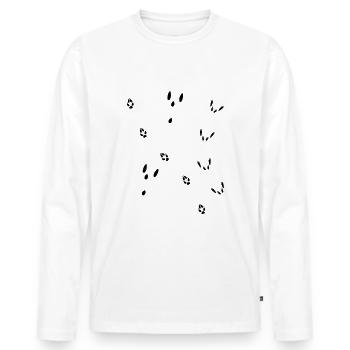 Fährte Fuchs, Hase, Eichhörnchen - Männer Premium Bio Langarmshirt - Weiß - Vorne - Nico (187cm)