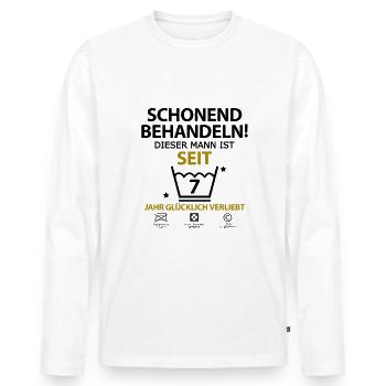Sieben 7 jahre Jährige Beziehung Mann Freund - Männer Premium Bio Langarmshirt - Weiß - Vorne - Nico (187cm)
