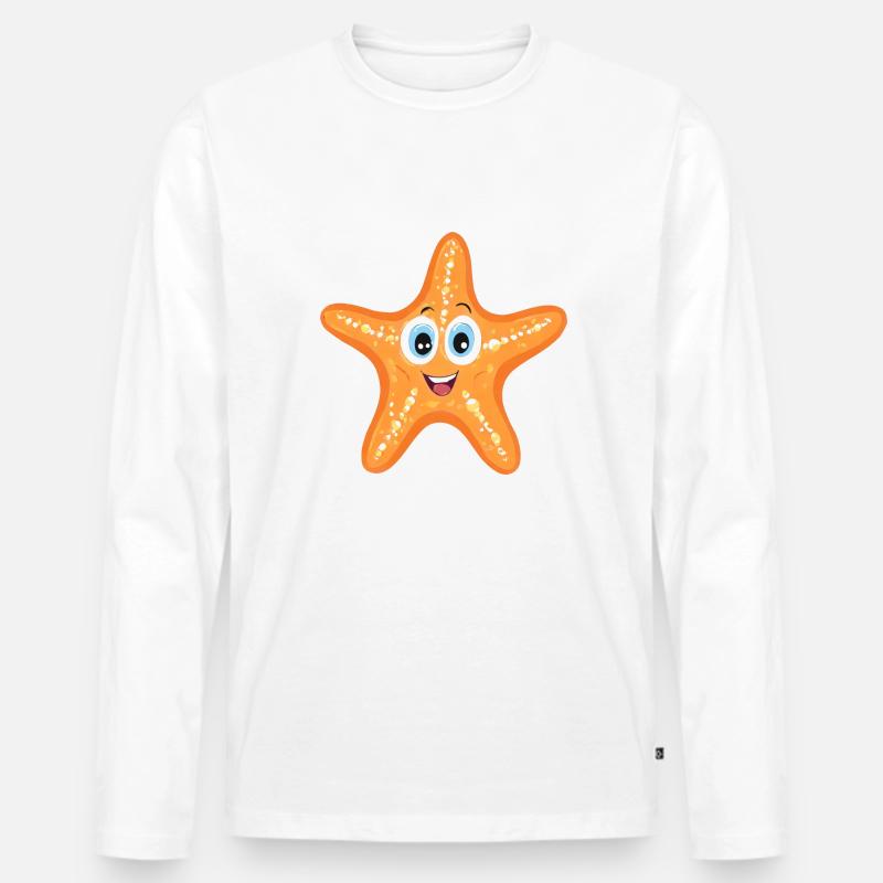 Seestern - Männer Premium Bio Langarmshirt - Weiß
