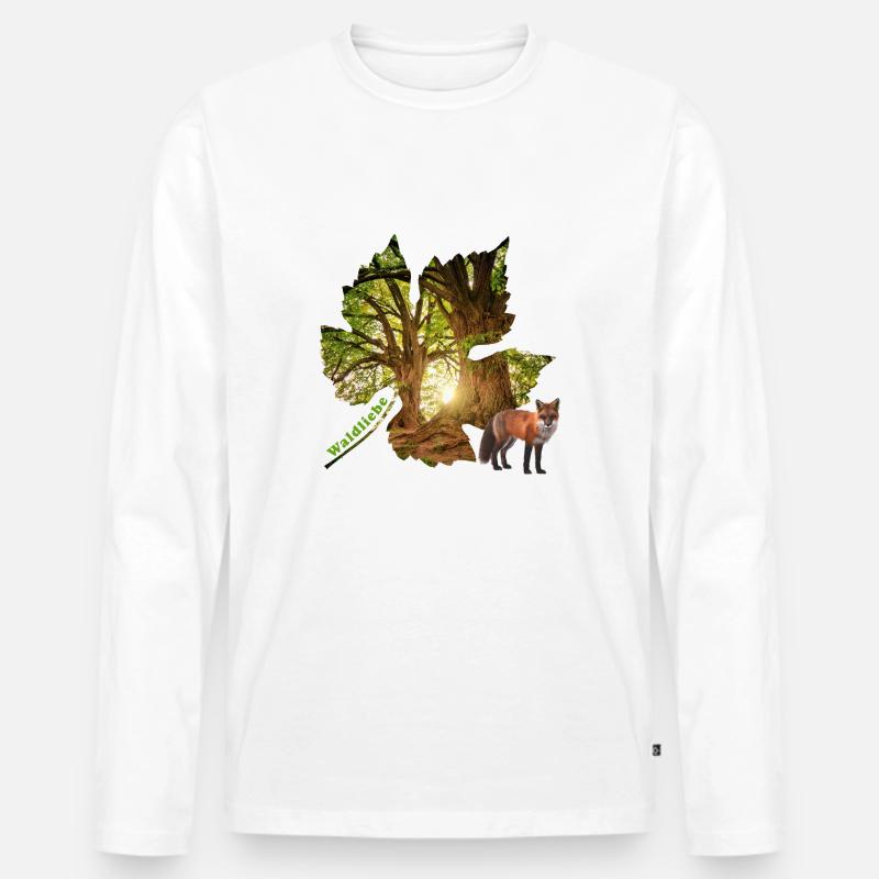 wald 48 mit fuchs - Männer Premium Bio Langarmshirt - Weiß