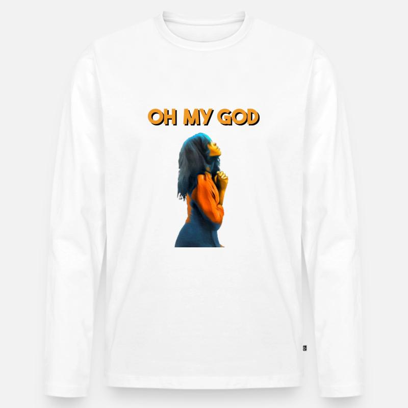 OH MEIN GOTT - Männer Premium Bio Langarmshirt - Weiß