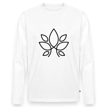 abstract logo with leaves - Men's Premium Organic Long Sleeve Shirt - white - Front - Nico (187cm)