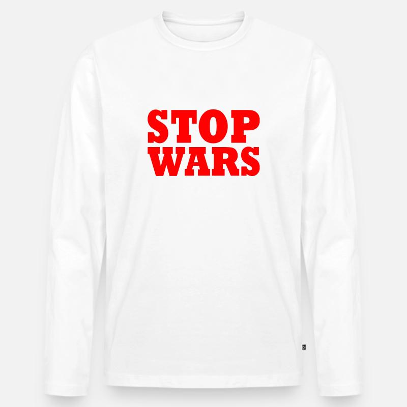 Stop wars - Männer Premium Bio Langarmshirt - Weiß