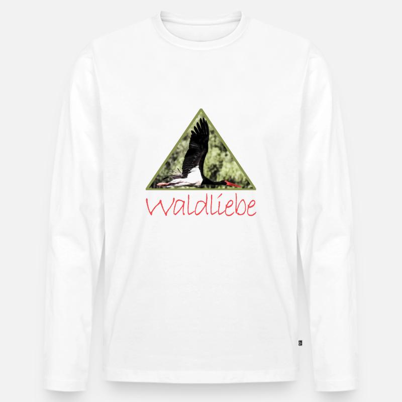 wald 8 waldliebe mit schwarzstorch - Männer Premium Bio Langarmshirt - Weiß