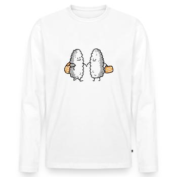 Zwei Reisende - Männer Premium Bio Langarmshirt - Weiß - Vorne - Nico (187cm)