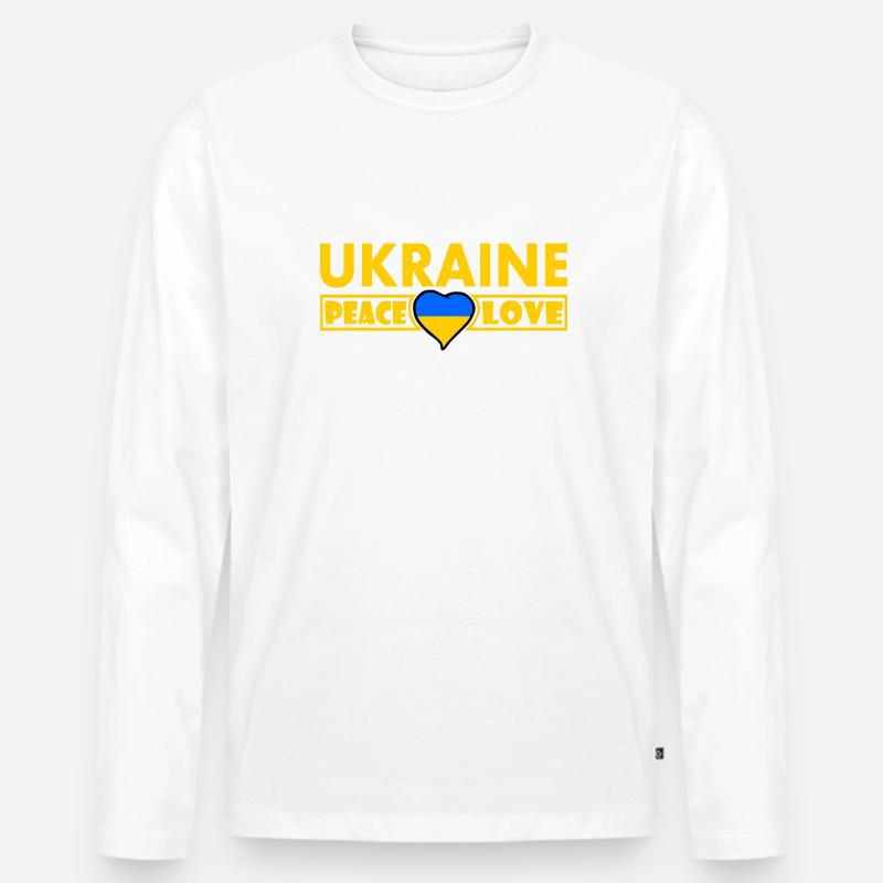 Ukraine - Männer Premium Bio Langarmshirt - Weiß