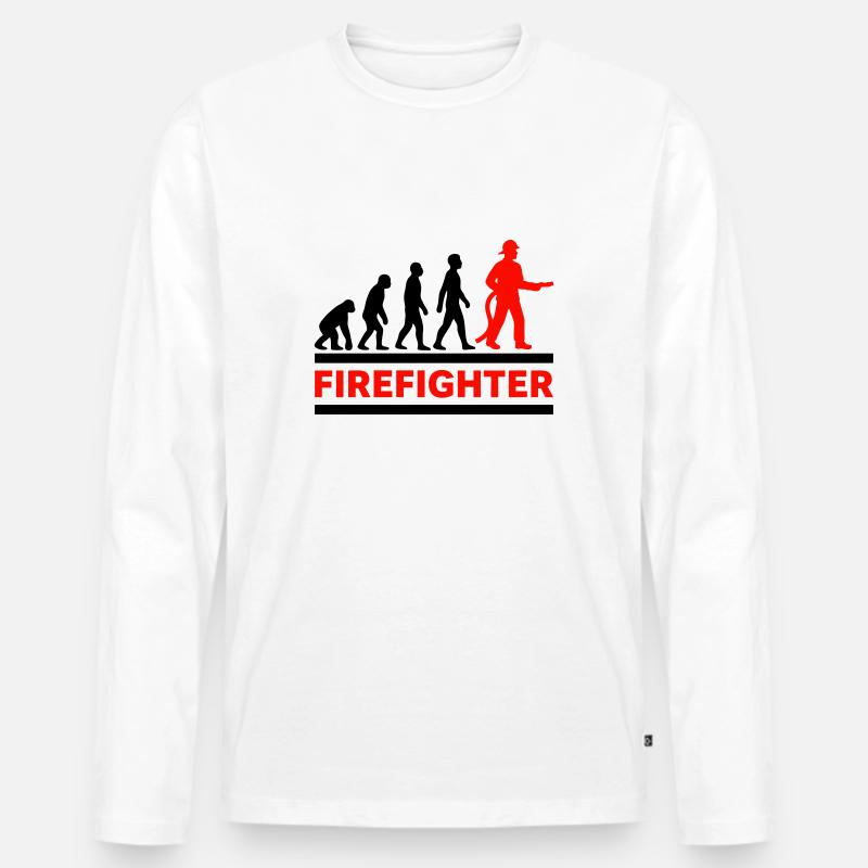 Evolution Firefighter Hero Cool Gift - Men's Premium Organic Long Sleeve Shirt - white