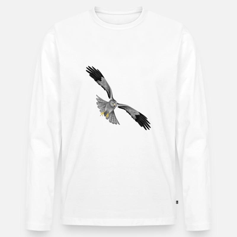 Kornweihe Terzel Greifvogel Vogel - Männer Premium Bio Langarmshirt - Weiß