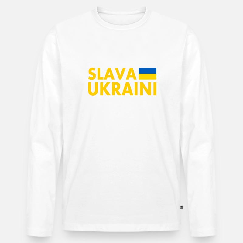 Slava ukraini - Männer Premium Bio Langarmshirt - Weiß