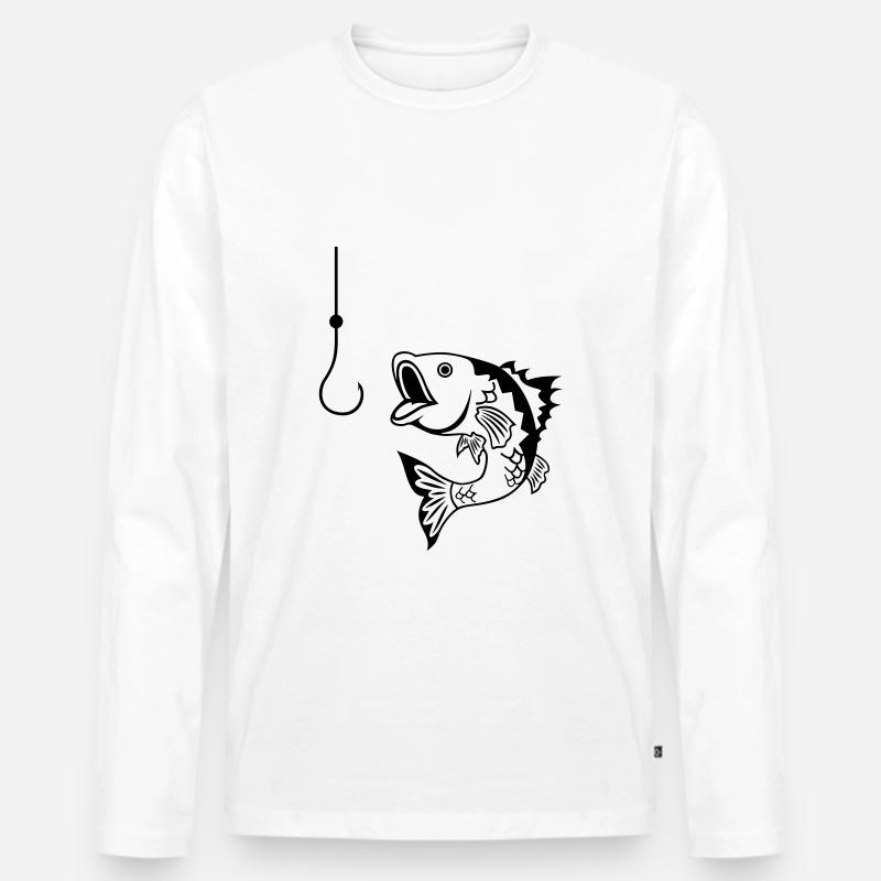 Fisch - Männer Premium Bio Langarmshirt - Weiß