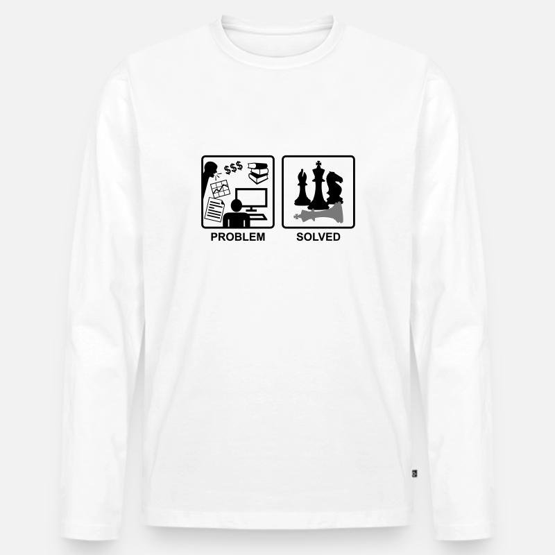 Chess solves problems - T-shirt manches longues Premium bio Homme - blanc
