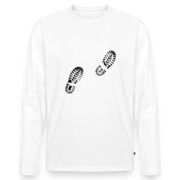 Shoe print - Men's Premium Organic Long Sleeve Shirt - white - Front - Nico (187cm)