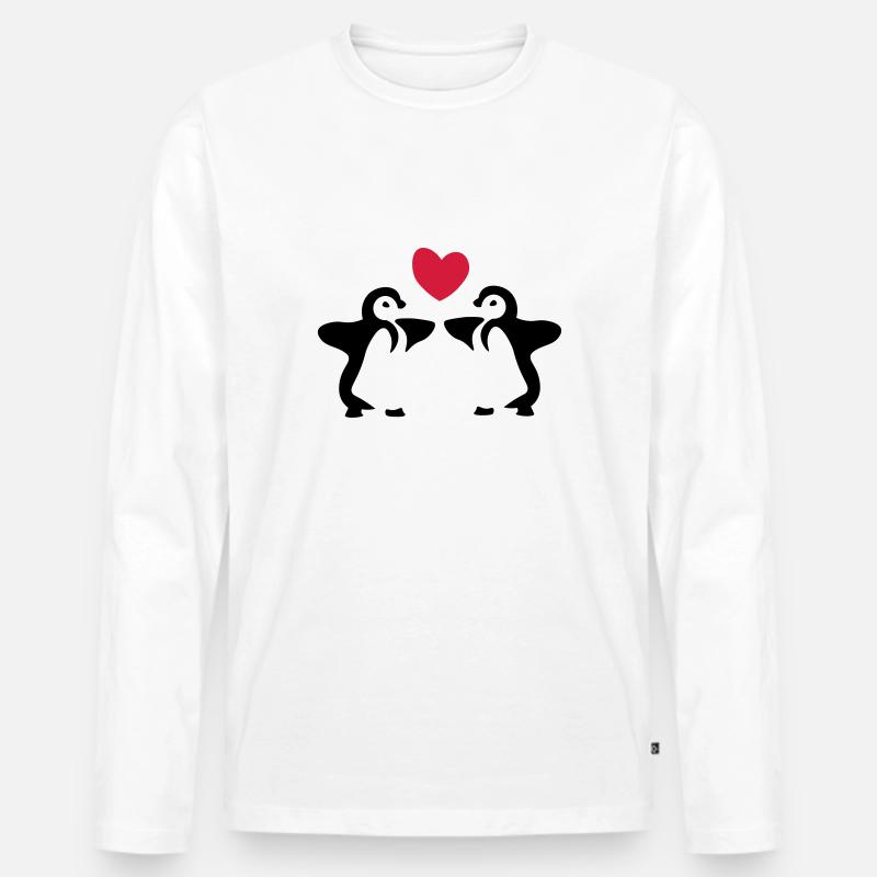 Pinguin Geschwister / Zwillinge / Geschenkidee - Männer Premium Bio Langarmshirt - Weiß