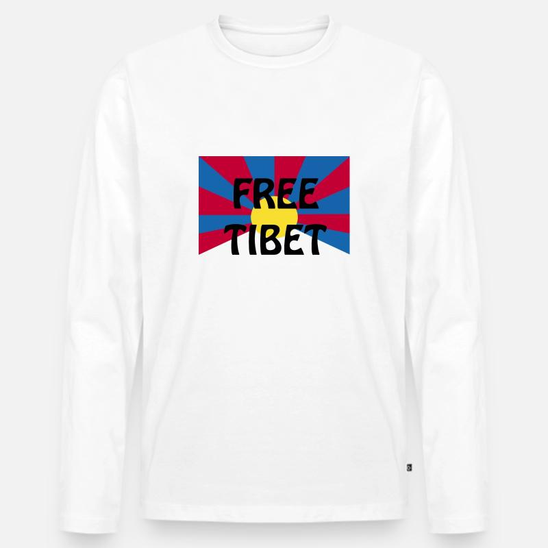 free tibet - Männer Premium Bio Langarmshirt - Weiß