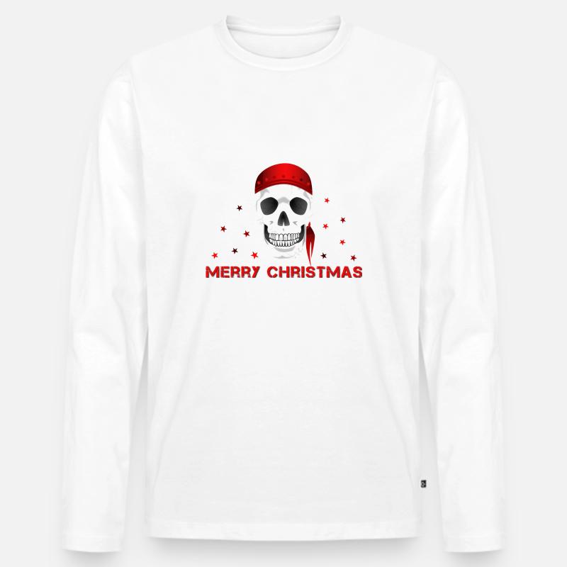 Merry Christmas skull - Männer Premium Bio Langarmshirt - Weiß
