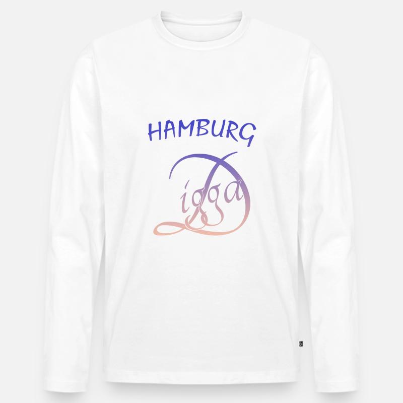 Hamburg Digga - Männer Premium Bio Langarmshirt - Weiß