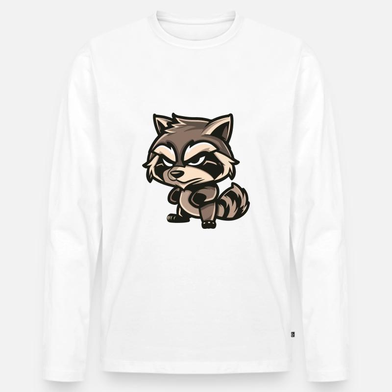 Waschbär Comic - Männer Premium Bio Langarmshirt - Weiß