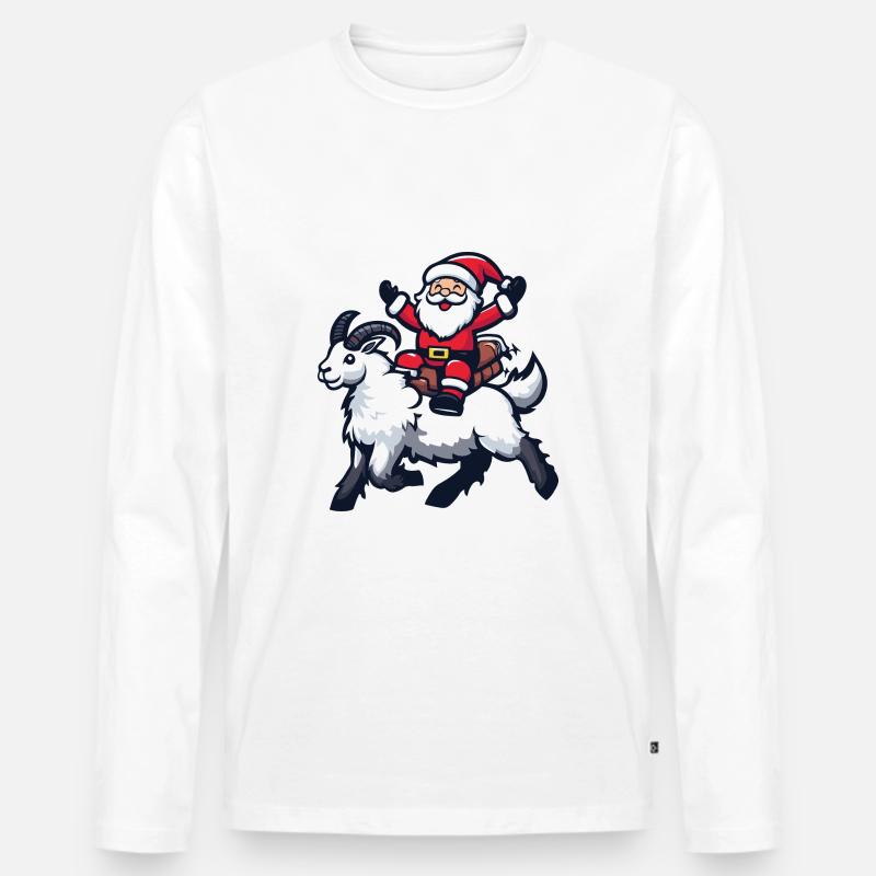 Bergziege Weihnachtsmann - Männer Premium Bio Langarmshirt - Weiß