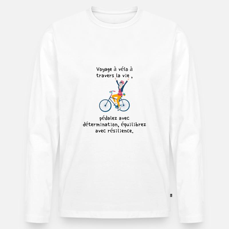 Fahrradreise durchs Leben - Männer Premium Bio Langarmshirt - Weiß