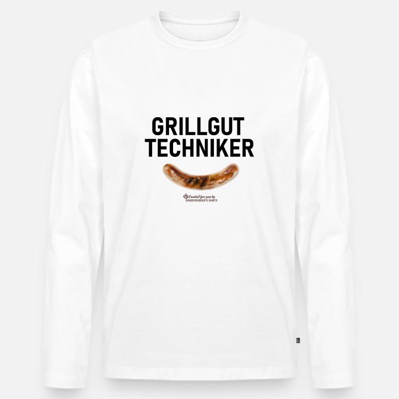 Grillspruch Grillguttechniker - Männer Premium Bio Langarmshirt - Weiß