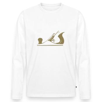 Schreiner Werkzeug Hobel Design - Männer Premium Bio Langarmshirt - Weiß - Vorne - Nico (187cm)